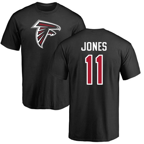 Atlanta Falcons Men Black Julio Jones Name And Number Logo NFL Football #11 T Shirt
